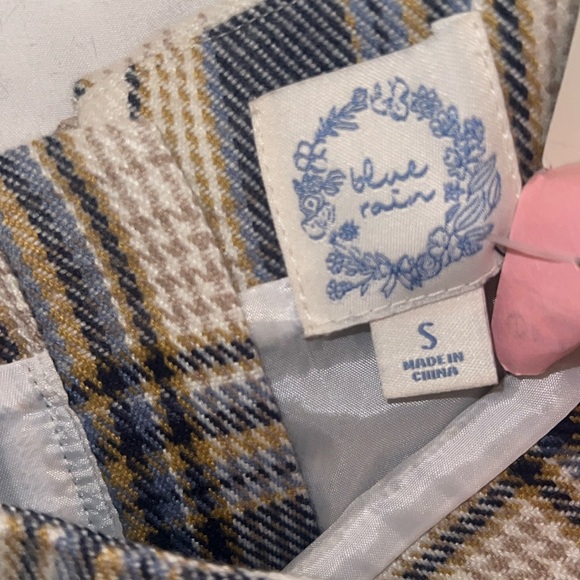 Francesca’s Blue Rain Plaid Mini Skirt - Picture 4 of 6